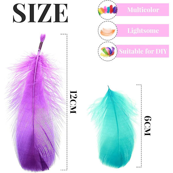 2000 stk. farverige fjer til DIY håndværk bryllup hjemmefest dekorationer, 6,35-12,7 cm assorterede håndværksfjer bulk