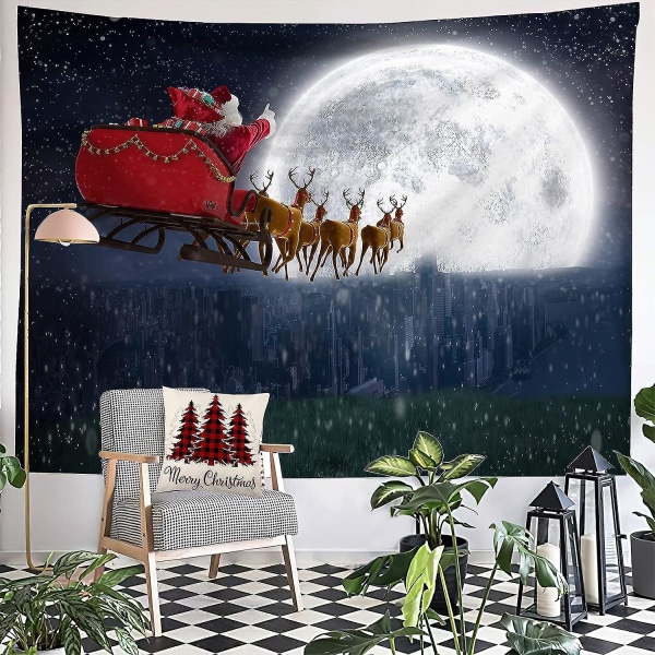 Julgobeläng Vägghängande, jultomte och älgtapet Estetisk inredning för sovrum, vardagsrum, 60 X 50 tum (älg)