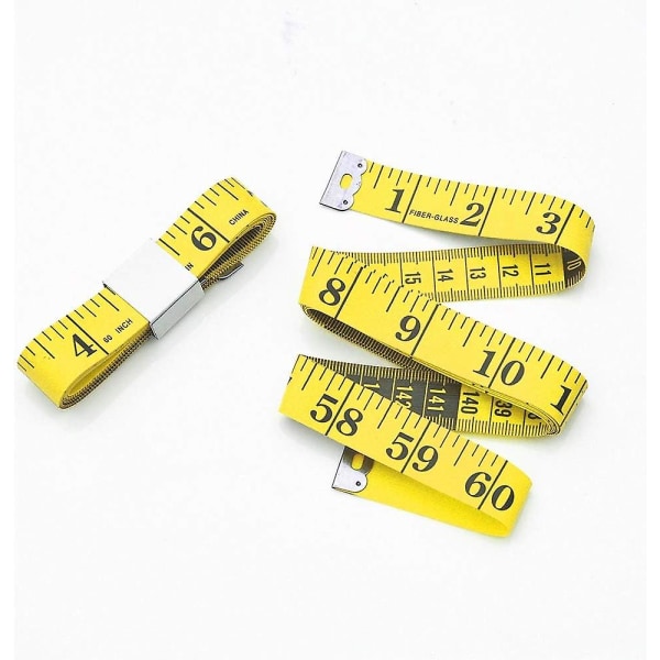 Dubbelsidigt måttband för att mäta kroppen Flexibelt måttband för att mäta längden på bysten och midjan 150 Cm Gul
