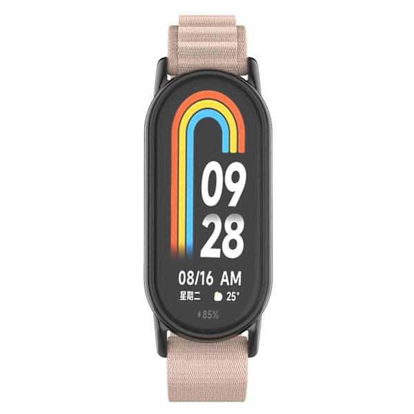 Nylon Urrem til Xiaomi Smart Band 8 Justerbar Udskiftningsarmbånd med Sort Konnektor Apricot