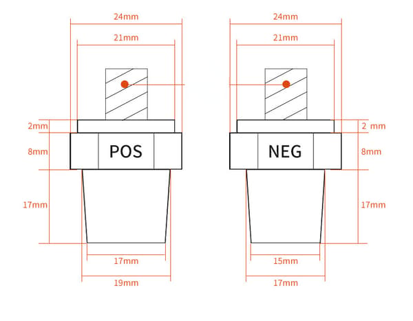 3/8\"-16 Gevind Han Bly Side Post Batteri Opladnings Post Terminaler, Standard Side Post 3/8\" Batteri Post Adapter (+/-)