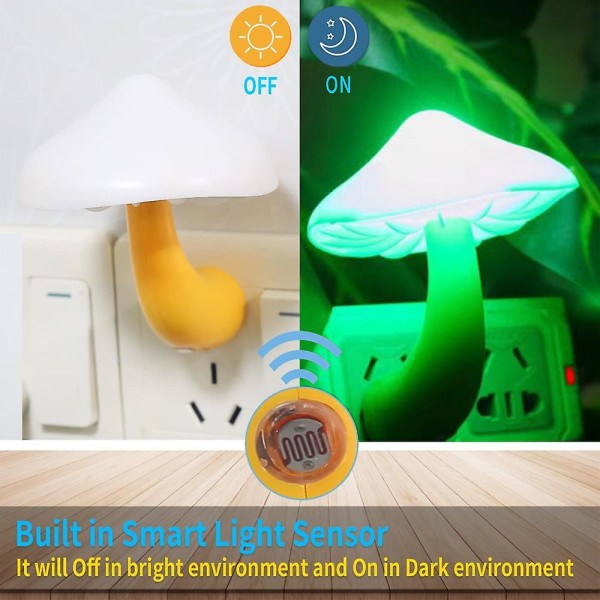 Sopp Sensor LED Nattlys Plugg Sopplys, Egnet For Soverom, Baderom, Trapper, Korridorer green style style4