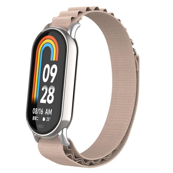 Watch för Xiaomi Smart Band 8 Nylon med silverkontakt Apricot