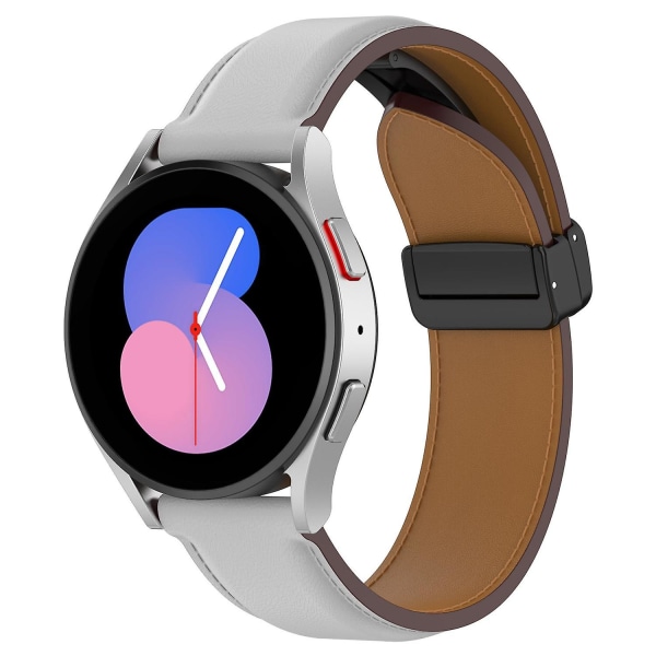 20 mm fällbart läderspänne klockband för Samsung Galaxy Watch6 40 mm 44 mm/Watch6 Classic 43 mm 47 mm Grey