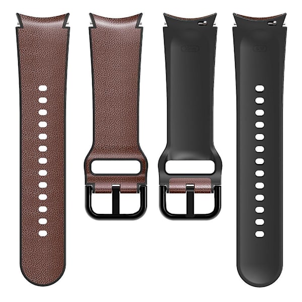 20mm nahkapäällysteinen ranneke Galaxy Watch4/5/6 40mm 44mm/Watch6 Classic 43mm 47mm/Watch 5 Pro 45mm -kelloille Dark Brown