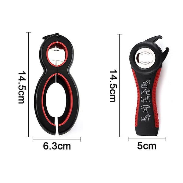 Krukkeåbner Flaskeåbner, ergonomisk Multifunktionelt Åbnersæt, passer til shape2