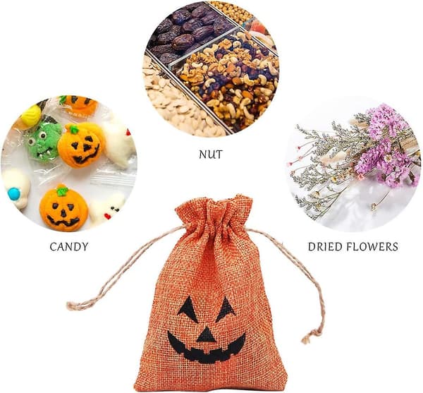 20 st Halloween-godispåsar med dragsko - Färgglada säckvävspåsar för godsaker!