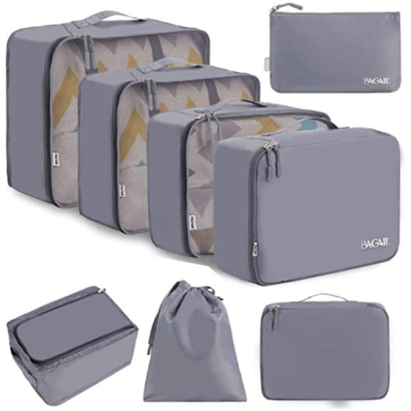 8 Set Packningskuber Resväskeförpackningsorganisatörer för resetillbehör grey
