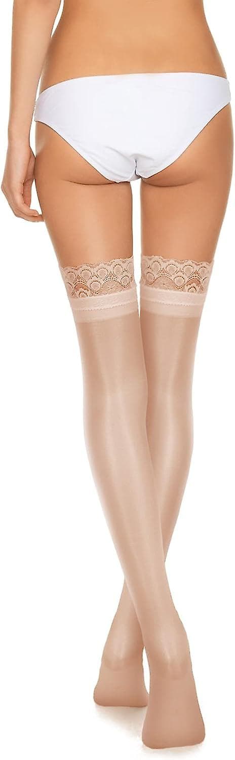 4 Par Dame Sheer Strømper Lårhøye Hold Up Strømper Blondekant Strømper Whilte Black Brown