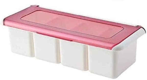4-delad kryddboxset kryddsalt sockerbehållare kökskryddflaskor med lock (rosa)