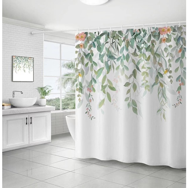 Suihkuverho, homeenkestävä, vedenpitävä, polyesterikangas, kukka-aihe, kasvi, 180 x 180 cm 180 x 180 cm Floral 4