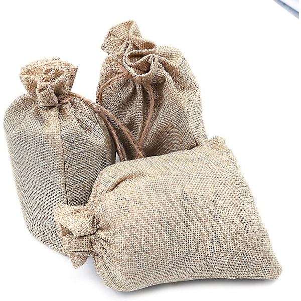 10-pack naturliga juteväskor 13 x 18 cm för presentpåsar, smyckespåsar, födelsedagspresenter och gör-det-själv-projekt bruna