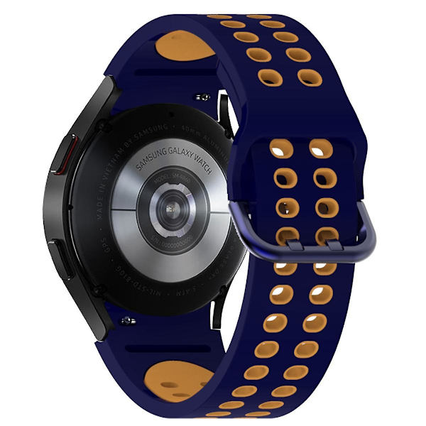 20mm silikoninen ranneke Samsung Galaxy Watch 5 40mm/44mm/5 Pro 45mm -kelloon kaksoisreikäsoljella Blue    Brown