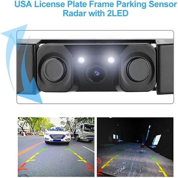 Sonew Bil Backup Kamera, Full HD Front Bil Video Recorder Backkamera Kit med 2LED, Enkel Installation, Vattentät