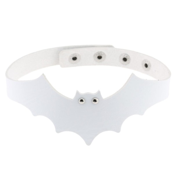 Pu läder Bat Wing krage, krage rem nyckelben halsband white