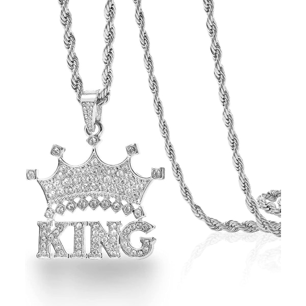 King Letters Initial Crown Halsband För Män Kvinnor 18k Guldpläterad Shiny Cubic Zirconia Shiny Monogram King Pendant Bling Hip Hop Iced Out King Crown P