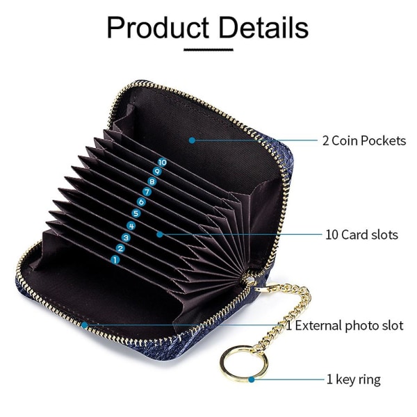 Organ Zipper Bank Card Bag, Lädernyckelväska blue