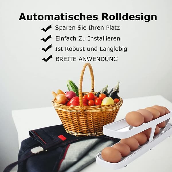 Egg Rack Egg Dispenser Automatisk Rullende Eggbrett 2-Lags Egg Dispenser Kjøleskap Egg Holder