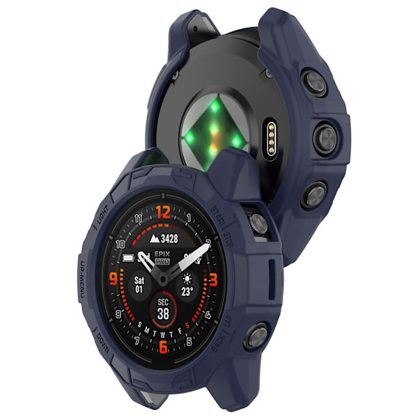 TPU-fodral för Garmin epix Pro (Gen 2) 47mm/Fenix 7 Pro/Fenix 7, anti-scratch ihåligt fodral Midnight Blue