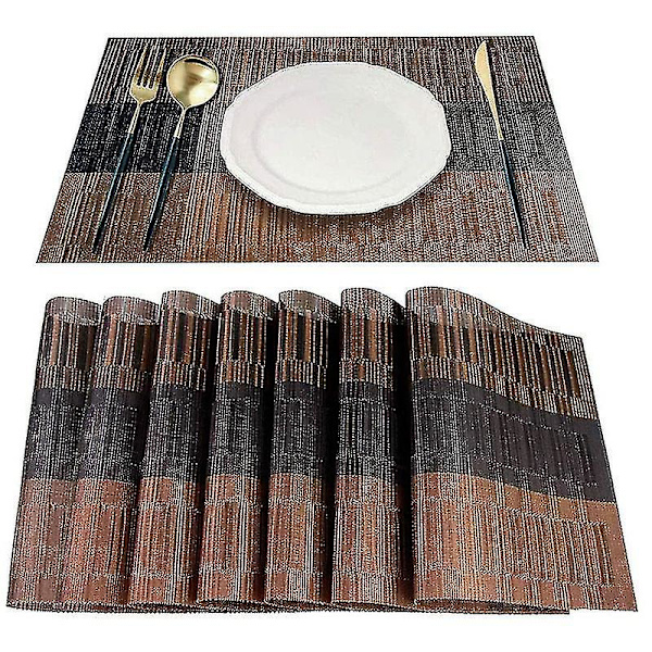 Pöytätabletti, 8 kudottua vinyylitablettia per ryhmä, bambu PVC-eristematto, sopii keittiön pöydälle