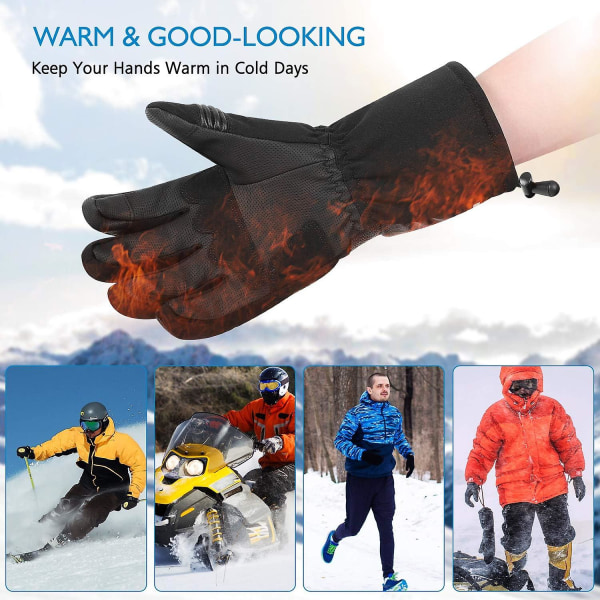 Uppvärmda handskar med knogskydd Uppvärmning av varm hud Läder Touch Screen Motorcykelhandskar Uppladdningsbara handskar för män Kvinnor Åker skidor XL