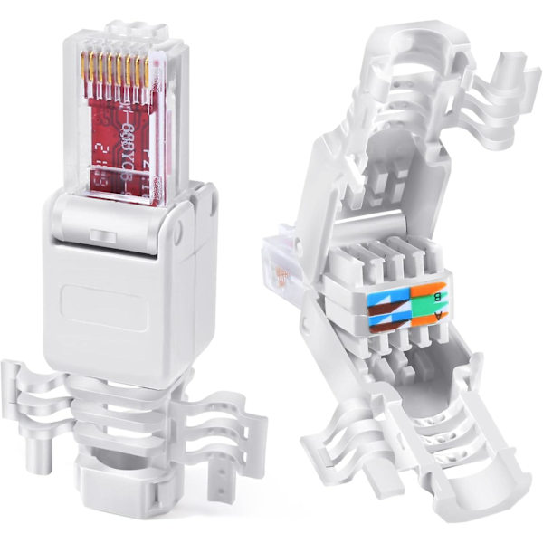 Nettverkskontakt RJ45 Cat6 Cat5e Verktøyfri Kontakt Lan Utp Ethernet Kabel Krympeplugg Med