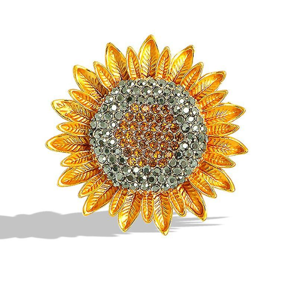Solrosbroschnålar för kvinnor Färg Kristallstrass Retro handgjorda eleganta solrosbroschernålar