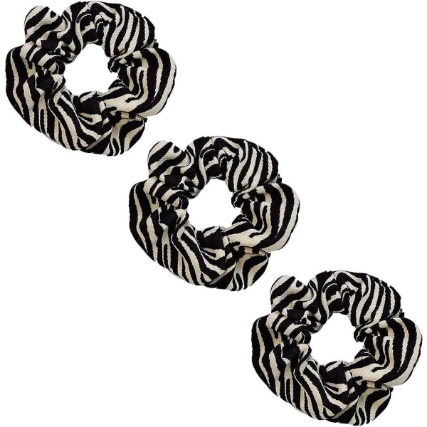 Leopardikuvioiset hiusdonitsit, eläinkuvioiset donitsit, 3 kpl poninhäntäpidikkeitä Black Zebra
