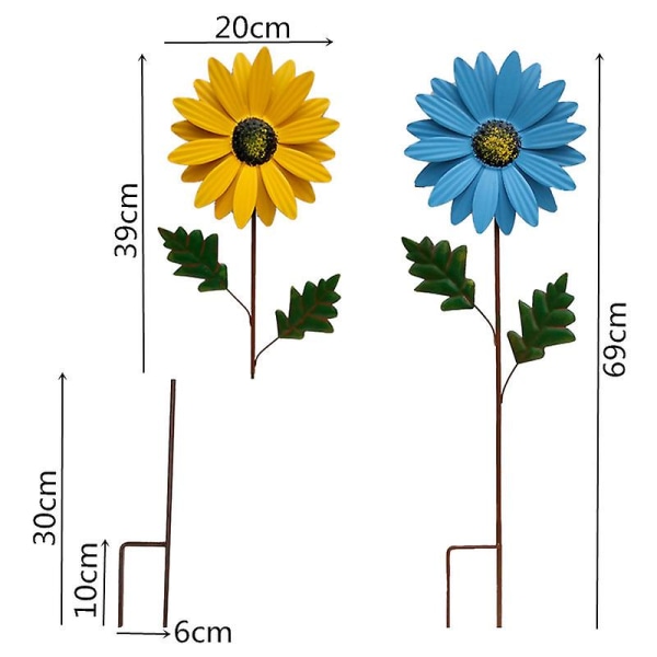3-pak Blomsterhavestager, Rustfri Metal Blomsterpinde, Indendørs Udendørs Sti Plæne Dekorationer