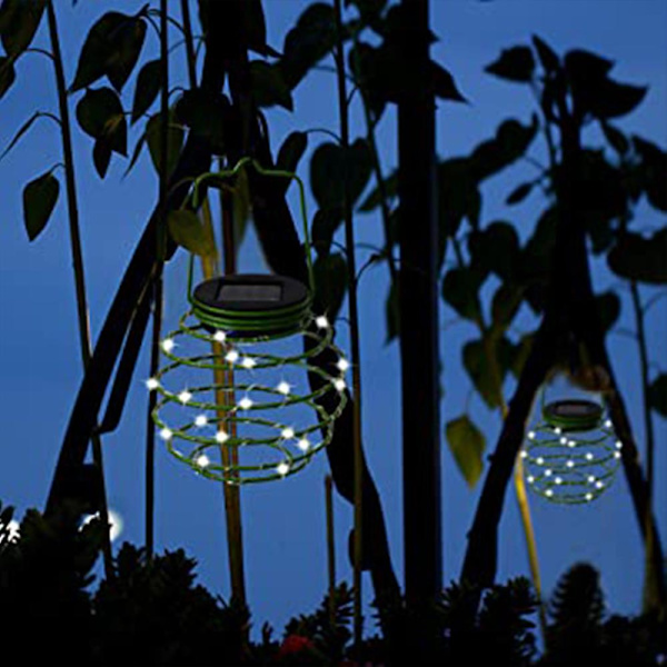 Aurinkospiraali LED-lyhty, aurinkopuutarhavalo ulkokäyttöön, koristeellinen riippuvalo, puutarha, patio, kuisti Silver circle colored lights