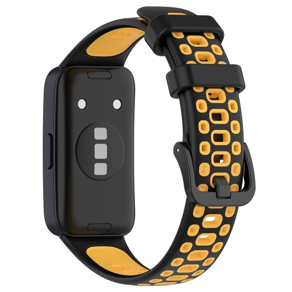 Justerbart watch i silikon för Huawei Band 8, ersättningsrem i två färger Black Yellow