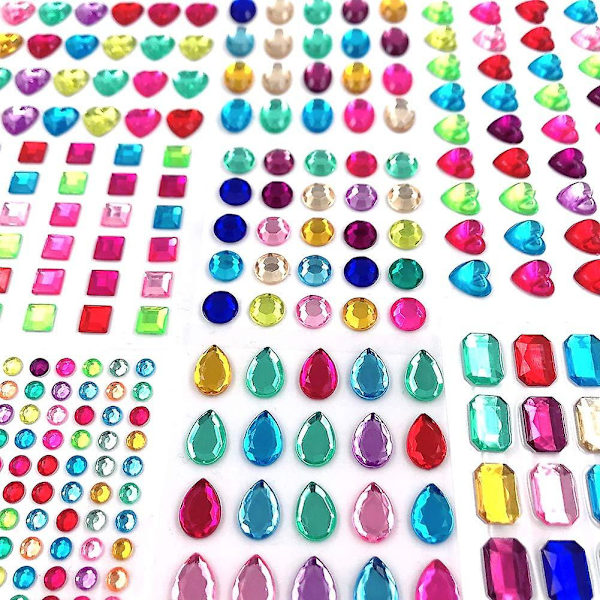 8 stk. Smykkeklistermærker Ædelstensklistemærker Rhinestone Håndværksklistermærker Ædelsten Selvklæbende Glitrende Smykker
