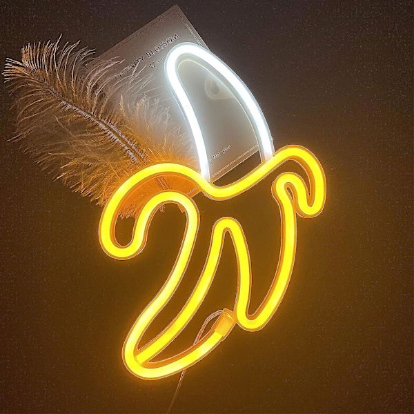 Neonljus i form av en banan, LED-neonljus för väggdekoration, nattlampor, ljusslingor för jul, födelsedagsfest, barnrum, vardagsrum, hem