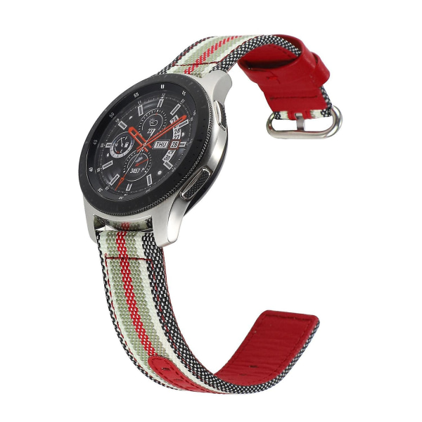 Soikea Solki Nylonkangas + Nahkainen Kellonranneke Samsung Galaxy Watch 5 40mm/44mm/ Watch 5 Pro 45mm -kelloon Black Red Stripe