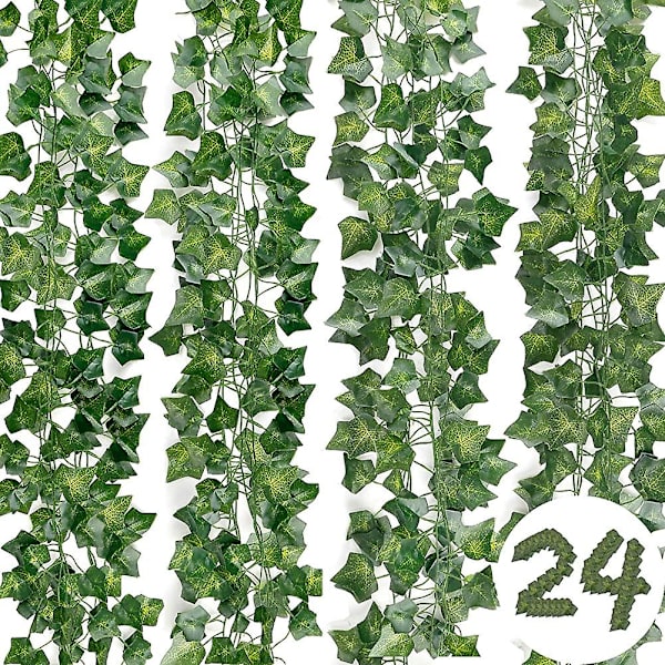 Ivy Garland Konstgjorda Växter 24 Stycken Ivy Konstgjord Växt, 168 Ft Utomhus Konstgjord Ivy Garland Vine Dekoration