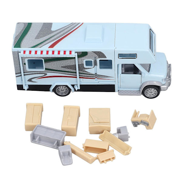 1/32 Barnkammarhusbil Leksak Ljud Ljus Öppningsdörrar Simulering Pedagogisk Legering Husbil Leksak för Barn Light Blue