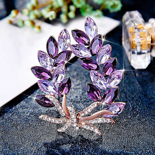 Artificiell kristallblomma brosch elegant smycken broscher för kvinnor elegant blomma brosch stift strass broscher för kvinnors kläder klänning