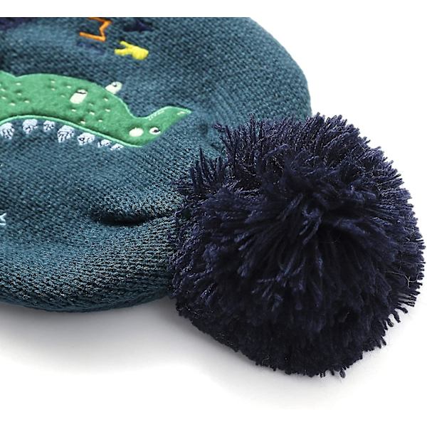 Pojkar Vintermössor Och Handskar Tted Mjuk Pom Hat Barn Söta Dinosauriehatt Småbarn Present