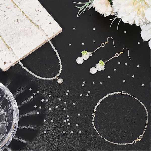 Cirka 158-205 st Facetterade Naturstenspärlor 2mm Kvartskristallpärlor Runda Ädelstenar Lösa Pärlor Distanspärlor för DIY-Hantverk Halsband Armband Smycken