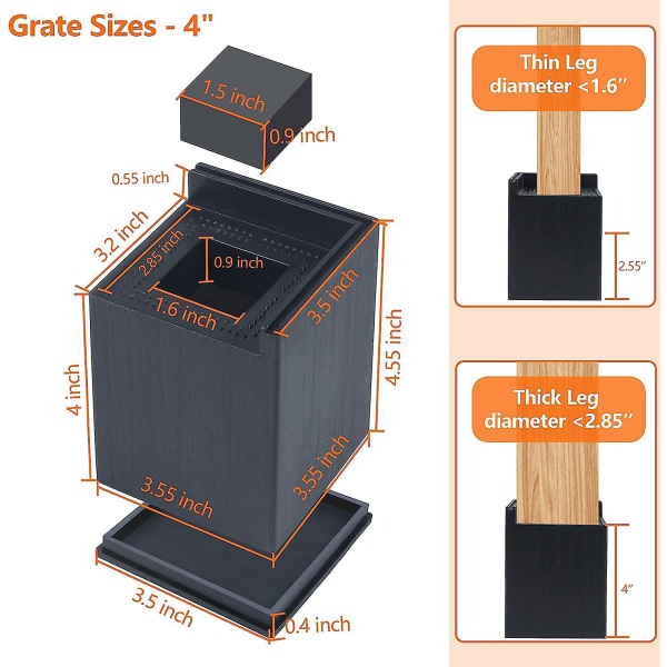 Sengeforhøjere 10 cm Kraftige 4 Stk, Møbelforhøjere Med Gummipuder Understøtter Op Til 3000 kg, Opgraderede Firkantede Sofaforhøjere L-form Til Sofaer, Couch, Square 4 Pack L