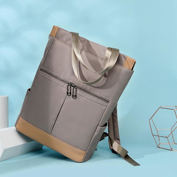 Dame Konvertibel Tote Daypack Laptop Rygsæk College Skole Rejse Casual Taske Passer til 14 Tommer Laptop Khaki