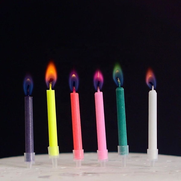 48 st Colorful Flame Födelsedagsljus, tårtdekorationsljus Tårtdekorationstillbehör för födelsedagsfest och bröllop