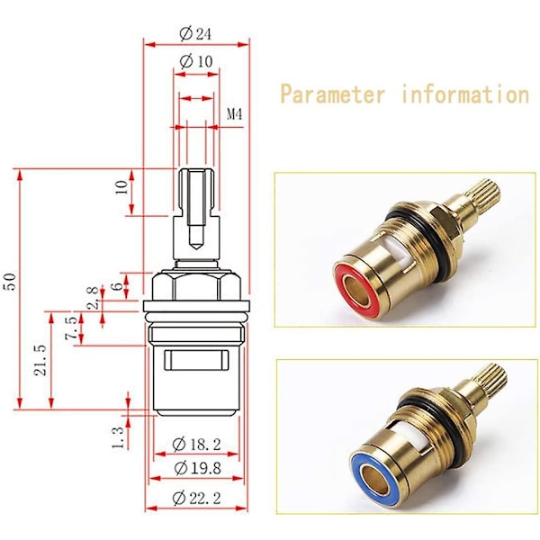 2 stk. keramisk skivehode, keramisk patron blandebatteri 1/2 omdreining pakning