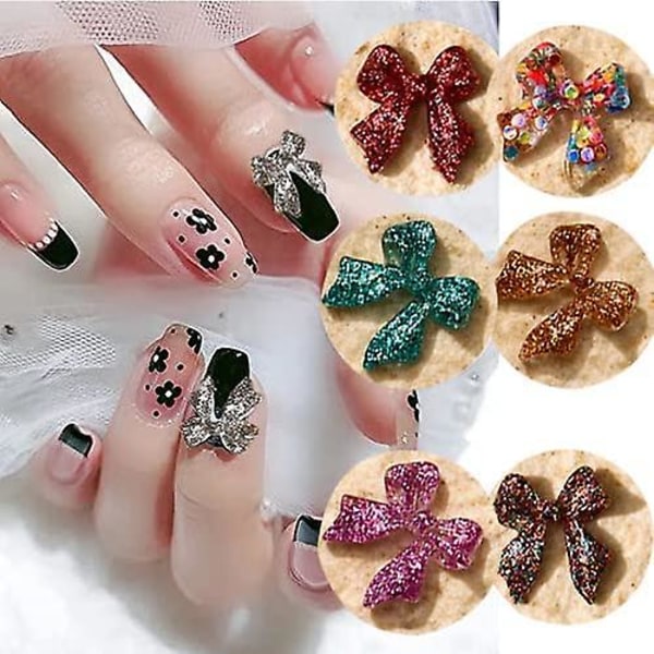 Nagelkonst Glitter Fjäril Rosett Nagelcharm, 70 st 3D Nagelcharm för Akryl Resin Naglar DIY Manikyr Tips Dekoration ##-1. Obs: Inget Lim.