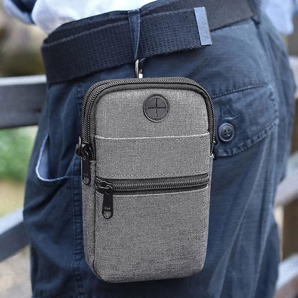 Crossbody-väska för mobiltelefon, unisex -mobilfodral med RFID-blockerande ficka, vattentät med justerbar axelrem Grå