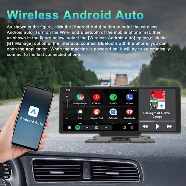 2023 Ny 10.26 Tums Dashcam Smart Bilspelare Röststyrning DVR BT FM Spegelskärm Carplay Android