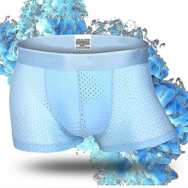 Herre Boxershorts Undertøy Mesh Pustende Komfortable Underbukser Herre Boxershorts Mannlige Truser Light Blue 2XL