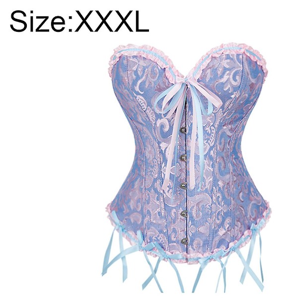Naisten nauhallinen luilla tuettu Overbust Korsetti Bustier Alusvaatteet Vartalonmuokkaaja Toppi Prinsessa Korsetti - Sininen Blue -XXXL