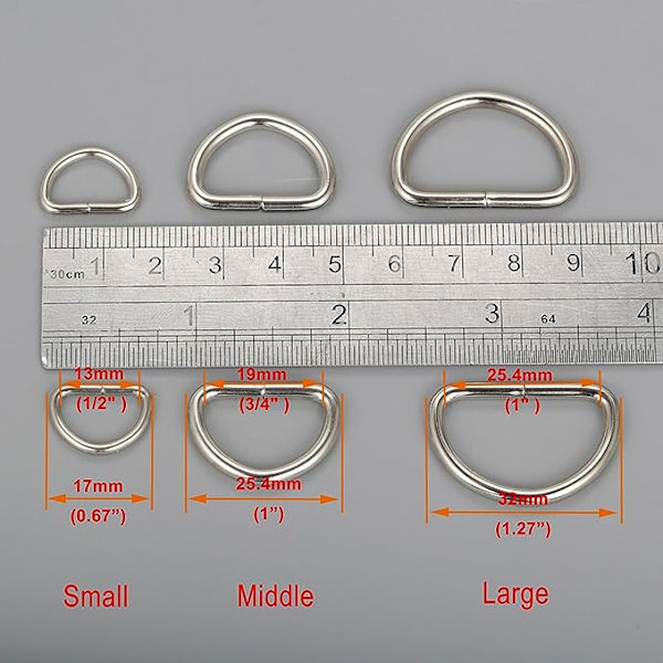 Metall D-ring 1 tum Icke-svetsad Nickelpläterad Förpackning om 100 (Stor) 1 inch(26mm)