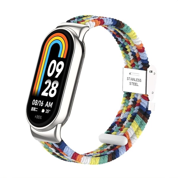För Xiaomi Smart Band 8 flätat nylon watch Justerbart spänne elastiskt band Colorful
